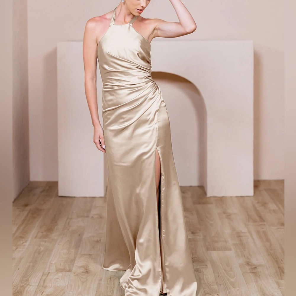 Champagne Gold Gown, Floor Length, Formal, Bridesmaid (Bridal Sizing)